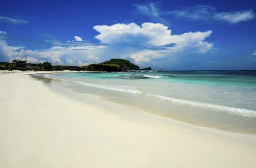 Beatiful tropical beach with blue water, paradise view, Indonesia.