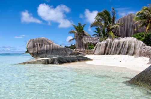 Tropical beach of La Digue, Seychelles islands