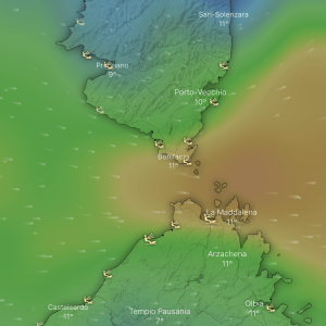 Carte des vents de la corse du sud, pour aider à comprendre comment lire windguru